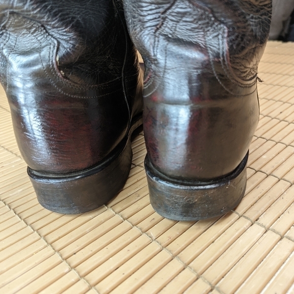 Lucchese 2000 Classic Black Cherry/Burgundy Leather Cowboy Boots men\'s sz 9.5D V main image 6